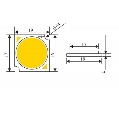 LED COB 19MM , PUTERE 30W